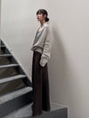 SWAYING 25 Fall/Winter Collection: Fringe-trimmed Yak Wool Maxi Skirt SW-SW25AW3B15C2S2-ZONG (Brown)